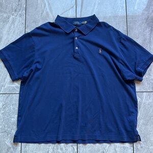 Polo Ralph Lauren Men's Navy 100% Cotton Short Sleeve Polo Shirt Tan Pony 2XB